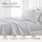 Linen Market Double-Brushed Patterned Microfiber Queen Sheet Set 4 Piece – Oeko-TEX Certified Ultra Soft & Wrinkle-Free - 16" Deep Pocket Sheets - Easy Care Queen Size - Burst of Vines Navy