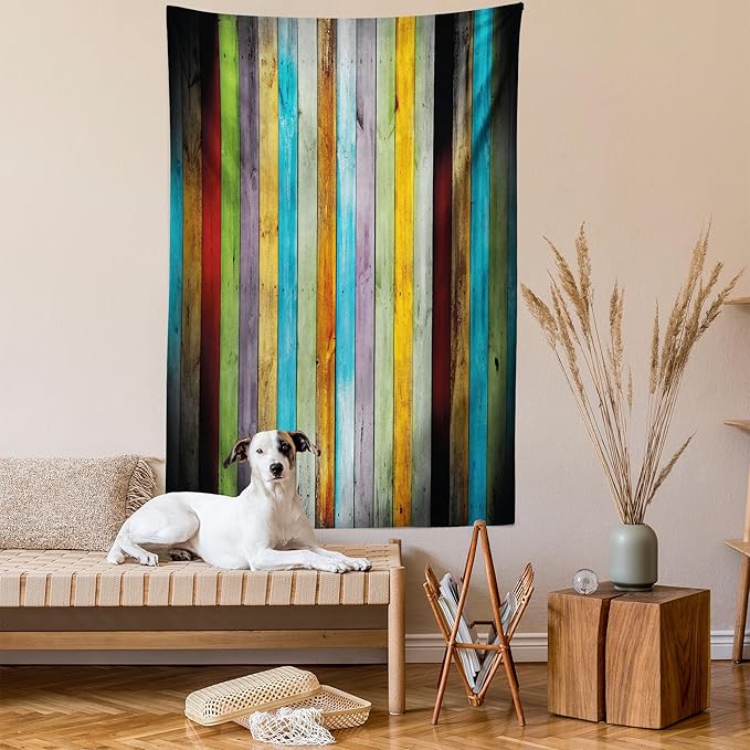 Lunarable Colorful Tapestry, Vertical Wood Planks in Carpentry Oak Timber Rustic Country, Fabric Wall Hanging Decor for Bedroom Living Room Dorm, 23" X 28", Brown