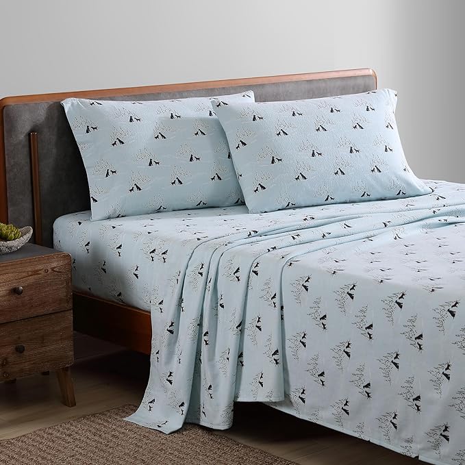 Eddie Bauer - Queen Sheets, Cotton Flannel Bedding Set, Brushed For Extra Softness, Cozy Home Decor (Dog Friends, Queen)