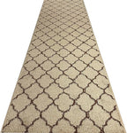 Custom Size Modern Runner Rug Carpet for Hallway Entryway Foyer Kitchen, Slip Resistant Latex Rubber Backed 31 inch Wide X Customized Length, Trellis Beige, 31 inch X 22 feet