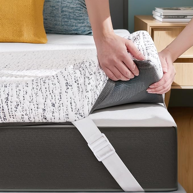 Subrtex Mattress Topper Cover Queen Size 4 Inch (Only Cover) Mattress Topper Protector Bedding Removable Encasement with Zipper Closure