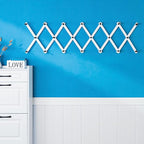 SKOLOO Hat Rack for Wall with 20 Hooks, Solid Wooden, Modern, Expandable Coat Rack Wall Mount for Coats, Hats, Bags, Baseball Caps, Black on White