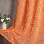 MYSKY HOME Pom Pom Orange Sheer Curtains for Living Room Bedroom Light Filtering Semi-Sheer Curtains for Nursery Girls Kids Room Boho Rod Pocket Voile Draperies Orange 52 x 108 inch 2 Panels