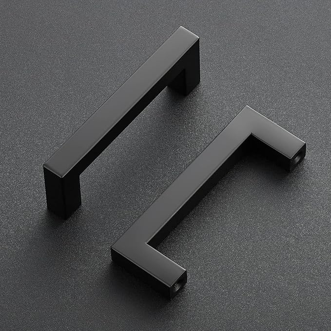 Ravinte 10 Pack Black Cabinet Pulls 3-1/2 Inch Square Kitchen Cabinet Handles Matte Black Kitchen Hardware for Drawer Pulls Drawer Handles Come with Screwdriver