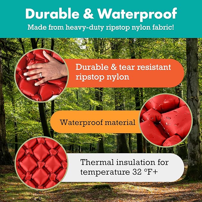 Ultralight Sleeping Mat - Inflatable & Compact Camping Air Mattress for Backpacking, Hiking- New