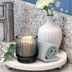 Kate Aspen Ribbed Glass Candle Holder Set - 6 Smoke Gray Tealight Holders for Home, Kitchen, Room or Living Room Decor - Vintage Tea Light Votive Accent for Table or Shelf Styling