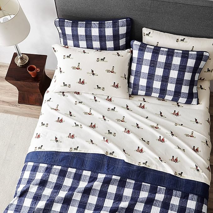 Eddie Bauer - Flannel Sheets Full Size, Anti-Pilling & Wrinkle Resistant Cotton, Touchably Soft for All-Season Comfort - Bed Sheets with Matching Pillowcases & Fitted Sheet (Retriever Friends)