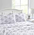 Laura Ashley - Flannel Sheets Full Size, Anti-Pilling & Wrinkle Resistant Cotton, Touchably Soft for All-Season Comfort - Bed Sheets with Matching Pillowcases & Fitted Sheet (Jessika Lavender)