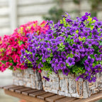 Artificial Flowers for Outdoors Fake Plants - 16 Bundles Fake Plants UV Resistant No Fade Faux Plastic Greenery Home Garden Porch Patio Decoration Office Indoor (Purple)