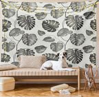 Ambesonne Grey Tapestry, Illustration of Tropical Monstera Leaves Classical with Soft Colors Nature, Wall Hanging for Bedroom Living Room Dorm, 60" X 80", Coconut Gray