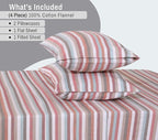 RUVANTI Flannel Sheets Queen Size - 100% Cotton Double Brushed Bed Sheets, Deep Pockets 16 Inches Queen Sheet Set, All Seasons Breathable & Extra Soft - Warm & Cozy, 4 Piece, Multi Chevron Stripe