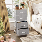 WLIVE 4 Drawers Dresser for Bedroom, Light Grey Fabric Clothes Storage Organizer Unit, Dresser for Hallway, Entryway, Closets, Sturdy Steel Frame, Wood Top