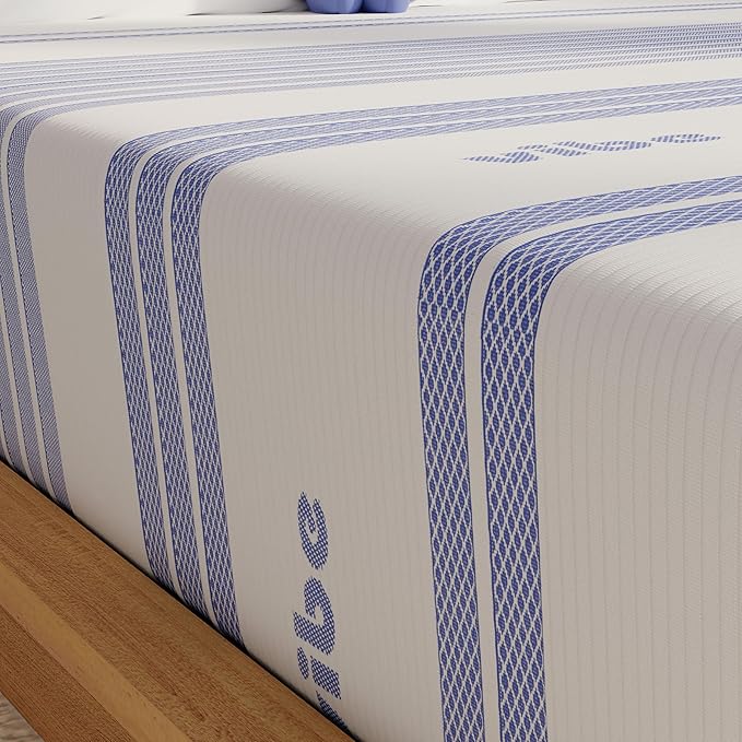 Vibe Gel Memory Foam Mattress, Fiberglass Free 10-Inch CertiPUR-US Certified Bed-in-a-Box, Queen, White