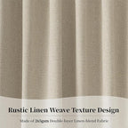 KangBang Extra Wide Black Out Linen Curtains for Sliding Glass Door, Blackout Patio Door Curtains Back Tab Hook Belt Rustic Drapery Panels, Room Darkening Window Drapes with Hooks for Track, 72x96
