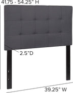 Flash Furniture Bedford Tufted Upholstered Twin Size Headboard in Dark Gray Fabric