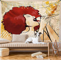 Lunarable Afro Tapestry, Popular Singer Karaoke Style Microphone Performance American Woman, Fabric Wall Hanging Decor for Bedroom Living Room Dorm, 45" X 30", Burgundy Orange