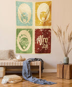 Lunarable Afro Tapestry Twin Size, Pop Art Style Disco Themed Arrangement Retro Dance Fever American Culture, Wall Hanging Bedspread Bed Cover Wall Decor, Twin Size, Yellow Blue