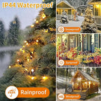 RPGT Christmas Light 500 LEDs 172ft Green Cable Wire Fairy String Outdoor Twinkle Lights Plug in 12 Modes for Xmas Party, Garden, Wedding, Home Decoration (Warm White)