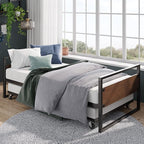 ZINUS Suzanne Bamboo and Metal Daybed with Trundle, Mattress Foundation with Steel Slat Support, Easy Assembly, Twin