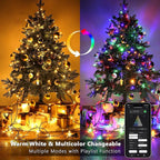 BrizLabs Color Changing Smart Christmas Lights, 115ft 300 LED App & Voice Control Christmas String Lights, Warm White Multicolor Mini Light, Dimmable Xmas Light Music Sync for Holiday Party Tree Decor