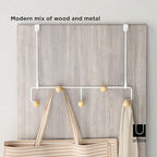 Umbra Estique Over The Door Coat Rack & Multi-Use Organizer, for Coats, Bags, Hats & More, Small, White/Natural (Pack of 3)