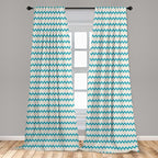 Ambesonne Teal Curtains, Horizontal Zigzag Lines Chevron Triangles Pattern Simple Classical Geometric Design, Window Treatments 2 Panel Set for Living Room Bedroom, Pair of - 28" x 84", Cream Teal