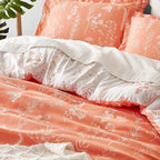 Bedsure Twin/Twin XL Comforter Set - Coral Orange Bed Set, 2 Pieces Cute Floral Bedding, 1 Soft Reversible Botanical Flowers Comforter and 1 Pillow Sham