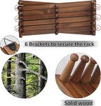 WEBI Accordion Wall Hanger,Expandable Wooden Coat Rack Wall Mounted,Accordion Hat Rack for Wall,Accordion Hook Rack for Hats,Caps,20 Peg Hooks,Walnut Color