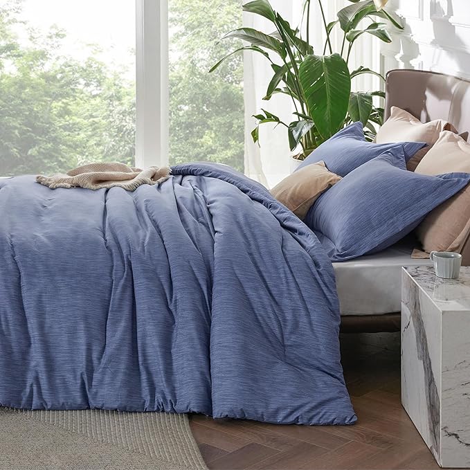 Bedsure California King Comforter Set - Infinity Blue Soft Bedding for All Seasons, Cationic Dyed Bed Set, 3 Pieces, 1 California King Size Comforter (104"x96") and 2 Pillow Shams (20"x36"+2")