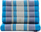 Leewadee 1-Fold Mat with Triangle Cushion – Comfortable TV Pillow, Foldable Mattress with Cushion Made of Kapok, 30 x 20 inches, Light Blue
