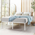 Best Price Mattress 16 Inch Metal Platform Bed Frame, Heavy Duty Steel Slats, White, Queen