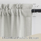 RYB HOME Linen Textured Sheer Curtains 45 inch Length, Half Privacy Sheers Drapes for Bathroom Bedroom Small Window Decor, Deep Grey, W 52 x L 45 inches, Set of 2