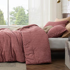 Bedsure Full Comforter Set - Pink Clay Soft Bedding for All Seasons, Cationic Dyed Bed Set, 3 Pieces, 1 Full Size Comforter (82"x86") and 2 Pillow Shams (20"x26"+2")