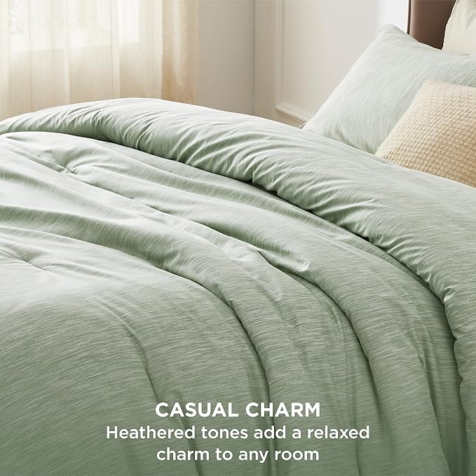Bedsure Queen Comforter Set - Celadon Green Soft Bedding for All Seasons, Cationic Dyed Bed Set, 3 Pieces, 1 Queen Size Comforter (90"x90") and 2 Pillow Shams (20"x26"+2")