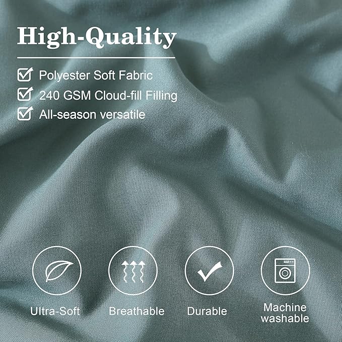 Monbix Full Comforter Set - 7 Pieces Dark Green Bed in a Bag Full Size Bedding Sets with Comforters, All Seasons Down Alternative Comforter with Sheets,Pillowcases & Shams
