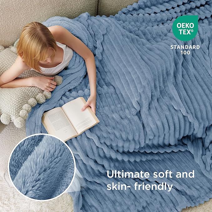 Bedsure GentleSoft King Blanket for Couch - Cozy Soft Blankets for Women, Cute Large Throws for Girls, Ashley Blue, 108x90 Inches
