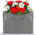 Christmas Cemetery Decorations for Grave Headstone Flower Saddle Artificial Flower Saddles Red Poinsettia Outdoor Memorial Headstone Realistic Bouquet(Vivid Color,Vivid Style)
