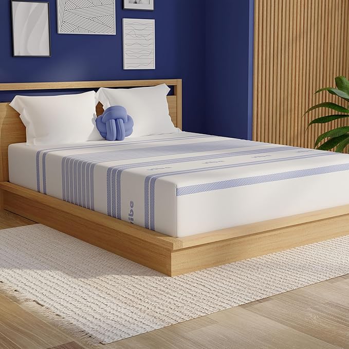 Vibe Gel Memory Foam Mattress, Fiberglass Free 8-Inch CertiPUR-US Certified Bed-in-a-Box, Full, White