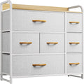 YITAHOME 7 Drawer Dresser, Storage Organizer with Shelves, Fabric Dresser, Chest of Drawers, Living Room, Closets, Sturdy Steel Frame, Wooden Top, Easy Pull Fabric Bins