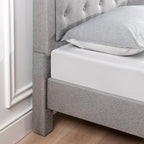 Zinus Kellen Upholstered Scalloped Platform Bed Frame, Mattress Foundation, Wood Slat Support, No Box Spring Needed, Eco Friendly WonderBox (TM), Easy Assembly, Dark Grey, King