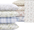 Laura Ashley - Flannel Sheets Queen Size, Anti-Pilling & Wrinkle Resistant Cotton, Touchably Soft for All-Season Comfort - Bed Sheets with Matching Pillowcases & Fitted Sheet (Crestwood Pastel Grey)