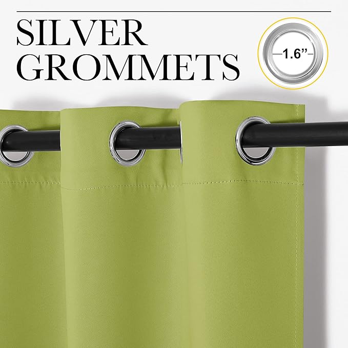 NICETOWN Fresh Green Blackout Curtains 78 inches Length for Living Room, 2 Panels, 55" Wide, Thermal Insulated Decoration Drapes for Bedroom Window