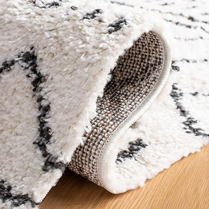 SAFAVIEH Arizona Shag Collection Area Rug - 2'3" x 18' Runner, Ivory & Black, Non-Shedding & Easy Cleaning, Plush Thick Pile, Ideal for Living Room, Bedroom, Dining Space (ASG741Z)