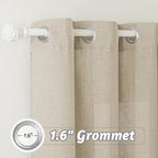 RYB HOME Linen Curtains for Living Room Dining Room, Semi Sheer Linen Burlap Vertical Texture Modern Airy Privacy Protection Light Filtering for Bedroom, W 60 x L 84 inches, Beige, 1 Panel