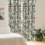Ambesonne Leafy Art Window Curtains Pack of 2, Scandinavian Leaves Pattern with Geometric Roundy Modern Boho Print, Lightweight Set with Rod Pocket, 4 Panels of - 28" x 84", Pale Green Redwood Teal