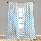 Ambesonne Animal Cartoon 2 Panel Curtain Set, Happy Smiling Pattern with Dots Animal, Lightweight Window Treatment Living Room Bedroom Decor, Pair of - 28" x 84", Pale Blue Sky Blue White