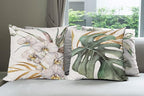 Ambesonne Vintage Tropical Throw Pillow Cushion Case Pack of 4, Retro Botanical Summer Vibes Monstera Leaf Orchid Flowers, Modern Accent Double-Sided Digital Printing, 18", Laurel Green Ginger Blush