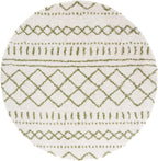 SAFAVIEH Arizona Shag Collection Area Rug - 3'2" Round, Ivory & Green, Moroccan Design, Non-Shedding & Easy Care, 1.6-inch Thick, Ideal for The Living Room, Dining, Bedroom (ASG741Y)
