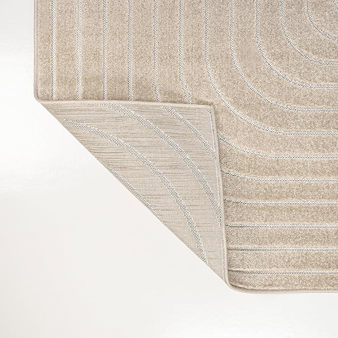 Eyely NCS101E-3 Odense High-Low Minimalist Angle Geometric Beige/Cream 3 ft. x 5 ft. Indoor/Outdoor Area Rug, for Home, Backyard, Patio, Porch, Bedroom, Kitchen, Living Room