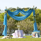NICETOWN Turquoise Window Scarf Valances, Voile Sheer Scarf for Draping, Party Curtains for Bed Canopy/Birthday/Revelry, W60 x L216, 2 Panels